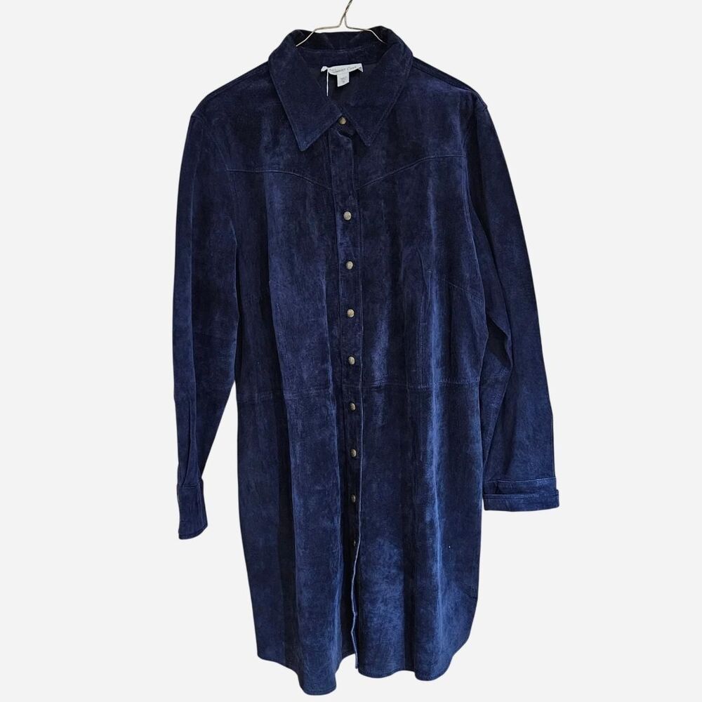 y2k boho western navy suede dress jacket duster